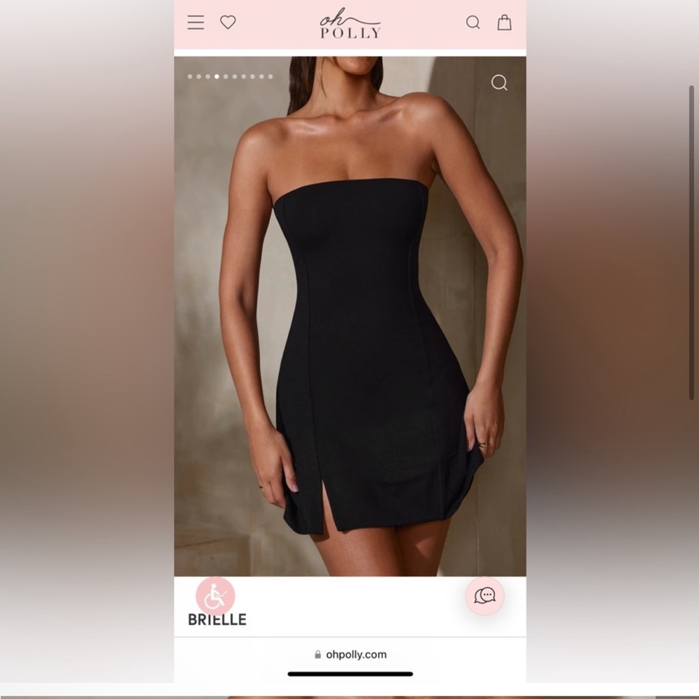 Oh Polly BRIELLE Bandeau Neckline Mini
(NWT Dress in Black)